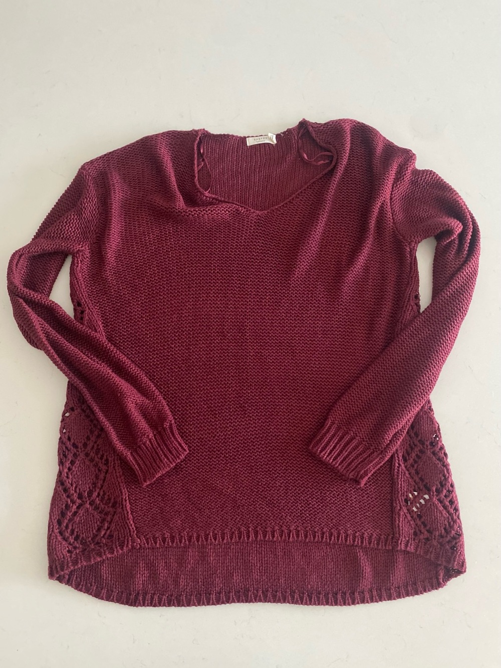 Harper Wine Red Scoop Neck Knit Sweater